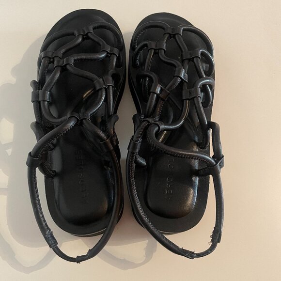 Aerosoles CHAYA Black Leather Platform Strappy Fisherman sandals Size 6 - New - Picture 4 of 7